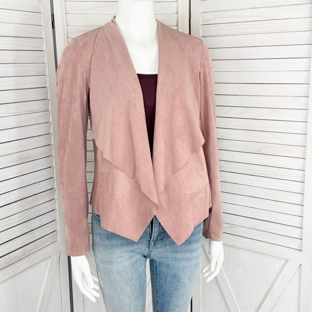 Kut from the Kloth Tayanita Faux Suede Jacket Rose Pink‎ XS Open Waterfall